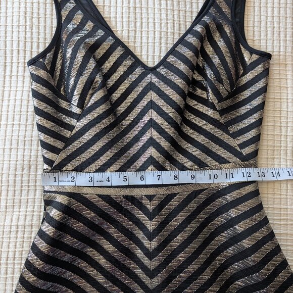 Karen Millen Black & Gold Jacquard Sheath Sleeveless Cocktail Dress - Picture 14 of 16